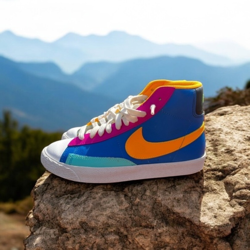 Nike 6Y Blazer Mid GS 'Aurora Purple Orange' Sneaker